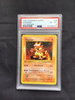 Pokemon Cards: Base Set 1st Edition Uncommon: Magmar 36/102 PSA 6 - Image 1