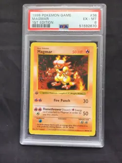 Pokemon Cards: Base Set 1st Edition Uncommon: Magmar 36/102 PSA 6 - Image 2