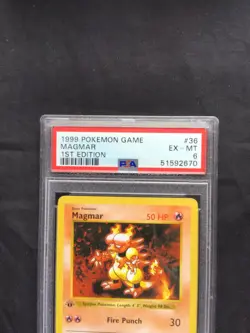 Pokemon Cards: Base Set 1st Edition Uncommon: Magmar 36/102 PSA 6 - Image 3