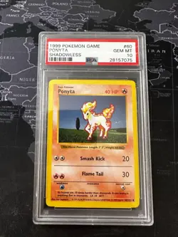 PONYTA 60/102 SHADOWLESS Base Set Pokemon Card PSA 10 GEM MINT - Image 1