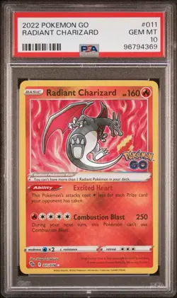 Pokemon TCG Radiant Charizard Holo Card PSA Gem MT 10 Pokemon Go 011/078 - Image 1