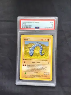 Pokemon Cards: Base Set 1st Edition Common: Onix 56/102 PSA 5 - Image 1