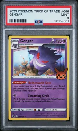 2023 POKEMON TRICK OR TRADE #066 GENGAR HOLO PSA 9 MINT - Image 1