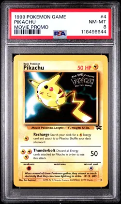 1999 POKEMON GAME MOVIE PROMO #4 PIKACHU PSA 8 - Image 1