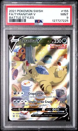 2021 Pokemon SWSH Battle Styles FA Tyranitar V Alternate Art 155/163 PSA 9 MINT - Image 1