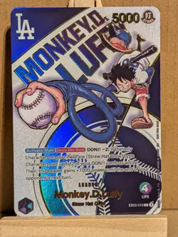 One Piece Card Game: LA Dodgers Monkey D Luffy Custom Card Proxy Cards EB02-010 - Image 1