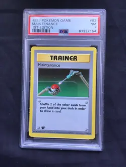 Pokemon Cards: Base Set 1st Edition Uncommon: Maintenance 83/102 PSA 7 - Image 2