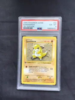 Pokemon Cards: Base Set 1st Edition Common: Sandshrew 62/102 PSA 6 - Image 1