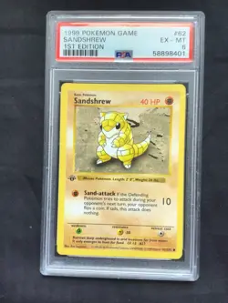 Pokemon Cards: Base Set 1st Edition Common: Sandshrew 62/102 PSA 6 - Image 2