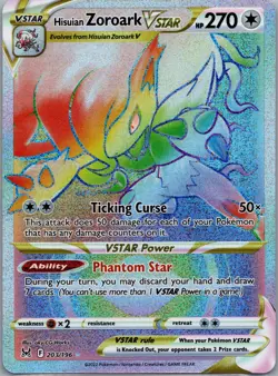 Pokemon Card Hisuian Zoroark Vstar 203/196 Secret Rare Sword Shield Lost Origin - Image 1