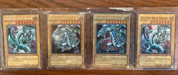 4-1996 Yu-Gi-oh! Blue-Eyes White Dragon Cards BPT-009, JMP-001, PCK-001, SKE-001 - Image 1
