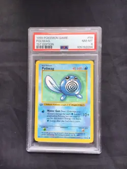 Pokemon Cards: Base Set 1st Edition Common: Poliwag 59/102 PSA 8 - Image 1