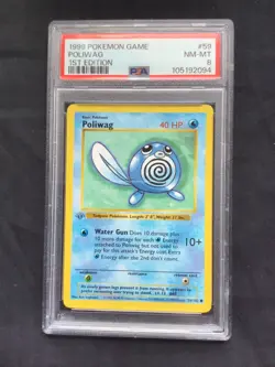 Pokemon Cards: Base Set 1st Edition Common: Poliwag 59/102 PSA 8 - Image 2