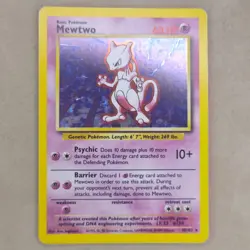 Mewtwo 010/102 Base Set Holo WOTC Vintage Pokemon Card 1999 LP Lightly Played - Image 1