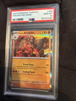 Hisuian Arcanine 2024 Pokemon TCG Twilight Masquerade Card #100/167 SV PSA 10 - Image 1