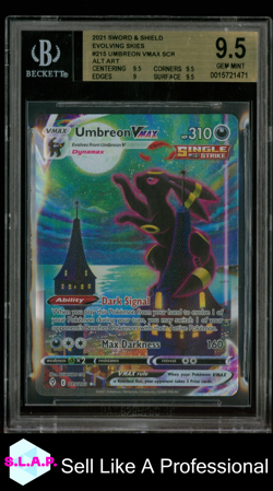 UMBREON VMAX SCR ALT ART 2021 POKEMON SWSH EVOLVING SKIES 215 BGS 9.5 - Image 1