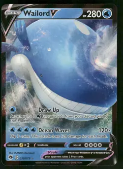 Wailord V 13/73 Ultra Rare Holo NM Pokemon Champion's Path - Image 1