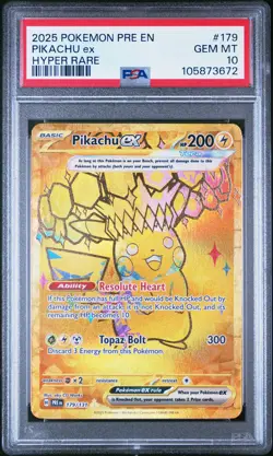 2025 POKEMON PRE EN-PRISMATIC EVOLUTIONS HYPER RARE #179 PIKACHU EX PSA 10 - Image 1