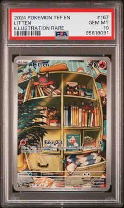 2024 POKEMON TEF EN-TEMPORAL FORCES ILLUSTRATION RARE #167 LITTEN PSA 10 - Image 1