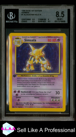ALAKAZAM POKEMON 1 1999 BASE SET 1. EDITION HOLO GERMAN BGS 8.5 - Image 1