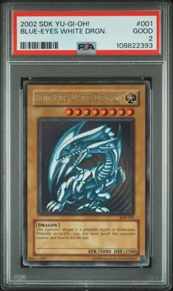 2002 YU-GI-OH! STARTER DECK: KAIBA #001 BLUE-EYES WHITE DRAGON PSA 2 - Image 1