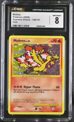CGC 8 Moltres 2009 Supreme Victors 149/147 Holo Pokemon Card - Image 1