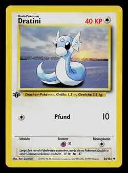 Pokemon Card - Dratini German 1st Edition Base Set 26/102 Uncommon - Image 1