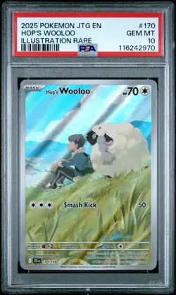 2025 POKEMON JTG EN-JOURNEY TOGETHER ILLUSTRATION RARE #170 HOP'S WOOLOO PSA 10 - Image 1