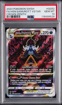 2023 POKEMON SWORD & SHIELD CROWN ZENITH FULL ART/HISUIAN SAMUROTT VSTAR PSA 10 - Image 1