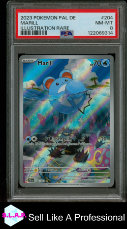 MARILL ILLUSTRATION RARE POKEMON GERMAN PAL DE-PALDEA EVOLVED 2023 204 PSA 8 - Image 1