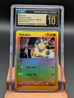2003 Pokemon EX Ruby & Sapphire Makuhita Reverse Holo #56 CGC Pristine 10 - Image 1