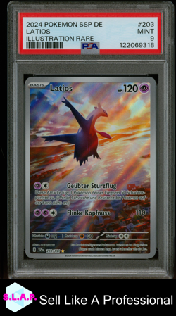 LATIOS ILLUSTRATION RARE POKEMON GERMAN SSP DE-SURGING SPARKS 2024 203 PSA 9 - Image 1