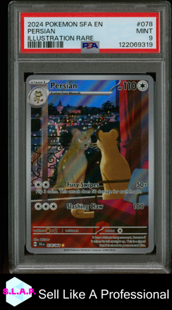 PERSIAN ILLUSTRATION RARE POKEMON SFA EN-SHROUDED FABLE 2024 078 PSA 9 - Image 1