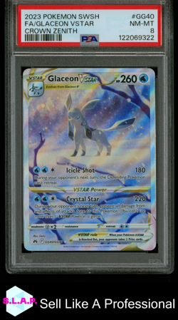 FA/GLACEON VSTAR CROWN ZENITH POKEMON SWSH CROWN ZENITH 2023 GG40 PSA 8 - Image 1