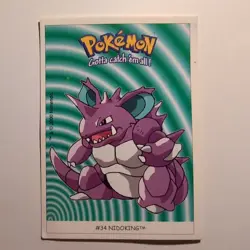 Pokemon - Nidoking - Dunkin Boomer Sticker - #34/150 - 2000 - Image 1