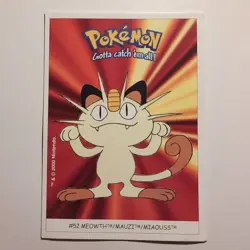 Pokemon - Meowth - Dunkin Boomer Sticker - #52/150 - 2000 - Image 1