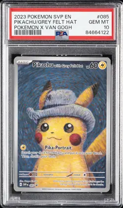 2023 POKEMON SVP EN-SV BLACK STAR PROMO #085 PIKACHU WITH GREY FELT HAT PSA 10 - Image 1
