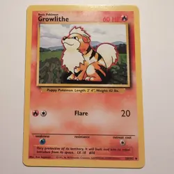 Growlithe - Pokemon TCG Karte - Base Set - 28/102 - 1999 - English - Image 1