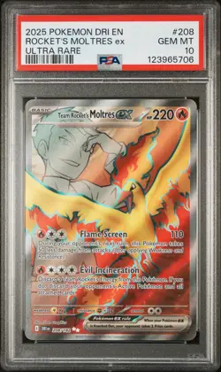 Destined Rivals Team Rockets Moltres EX Full Art Card 208/182 PSA 10 - Image 1