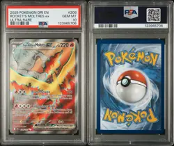 Destined Rivals Team Rockets Moltres EX Full Art Card 208/182 PSA 10 - Image 3