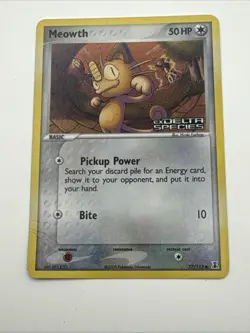 Pokemon Card - Meowth 77/113 - Delta Species Reverse Holo Stamped - MP/HP - Image 1