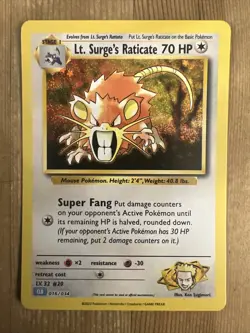 Lt. Surge’s Raticate CLB 016/034 TCG Classic Collection Pokemon Card NM - Image 1