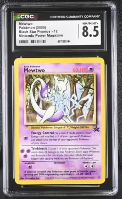 CGC 8.5 Mewtwo 2000 Black Star Promos 12 Nintendo Power Magazine Pokemon Card - Image 1