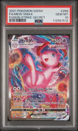 2021 POKEMON SWORD & SHIELD FUSION STRIKE SECRET #269 FULL ART/MEW VMAX PSA 10 - Image 1