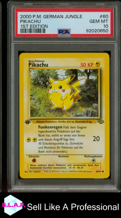 PIKACHU 1ST EDITION POKEMON GERMAN JUNGLE 2000 60 PSA 10 - Image 1
