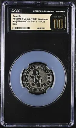 1998 Squirtle Pokemon Coins Meiji Battle Coin Series 1 #SP25 CGC Pristine 10 - Image 1