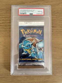 Pokemon 1999 Base Set Blastoise Booster Thick Font Unlimited Pack PSA 10 - Image 1
