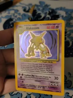 Pokemon TCG Alakazam 1/102 Base Set Unlimited Holo Rare Vintage WOTC LP - Image 2