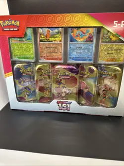 Pokemon Scarlet & Violet - 151 (5-Pack) Mini Tins Costco Bundle MEOWTH - Image 1