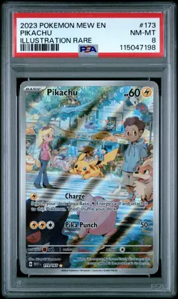 2023 POKEMON MEW EN-151 ILLUSTRATION RARE #173 PIKACHU PSA 8 - Image 1